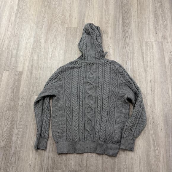 LL Bean Heritage Fisherman Sweater Henley Hoodie Mens XL Gray Soft Cotton 518210 - Picture 6 of 8